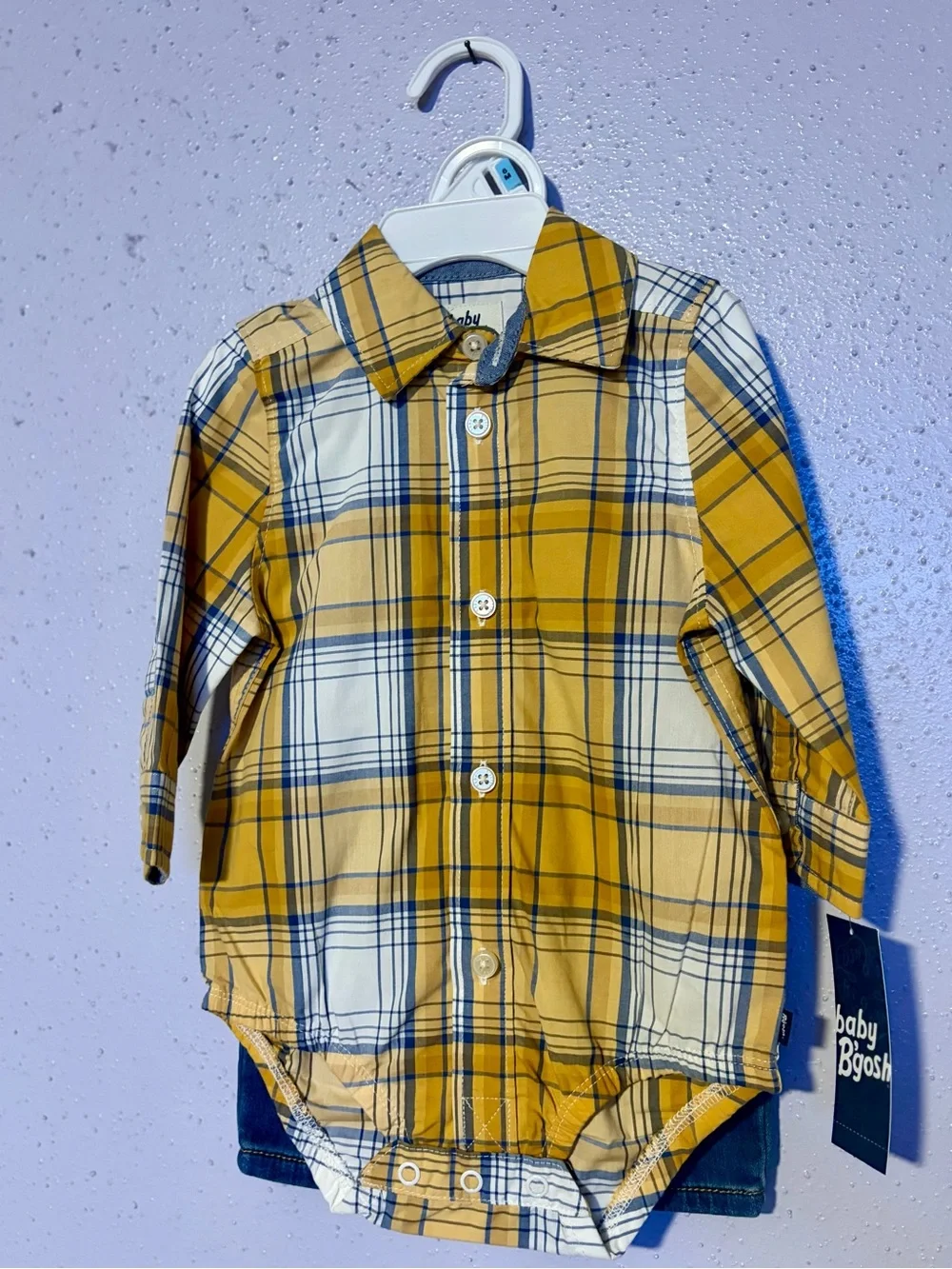 OshKosh B'gosh Yellow Plaid Button-Front Baby Shirt Onesie